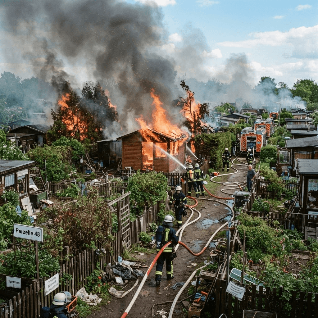 Laubenbrand weitet sich zum Großeinsatz aus – Symbolbilder 1